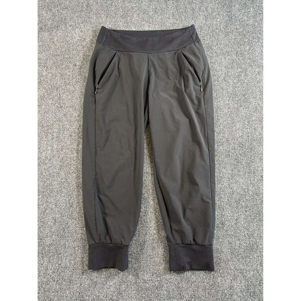 Athleta Womens Black‎ Jogger Capris Pants Size 4P Zipper Pockets Athleisure